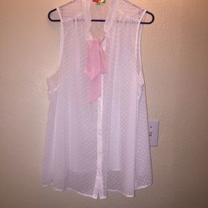 Modcloth White and pink blouse